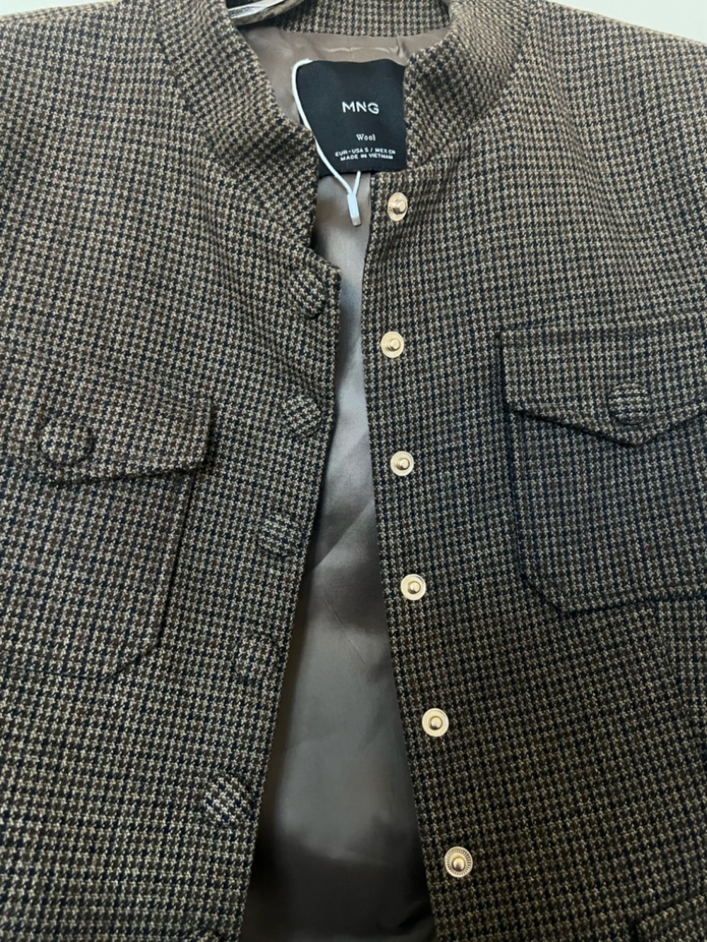 Mango Micro-Houndstooth Wool Jacket Size Small - Picture 11 of 15